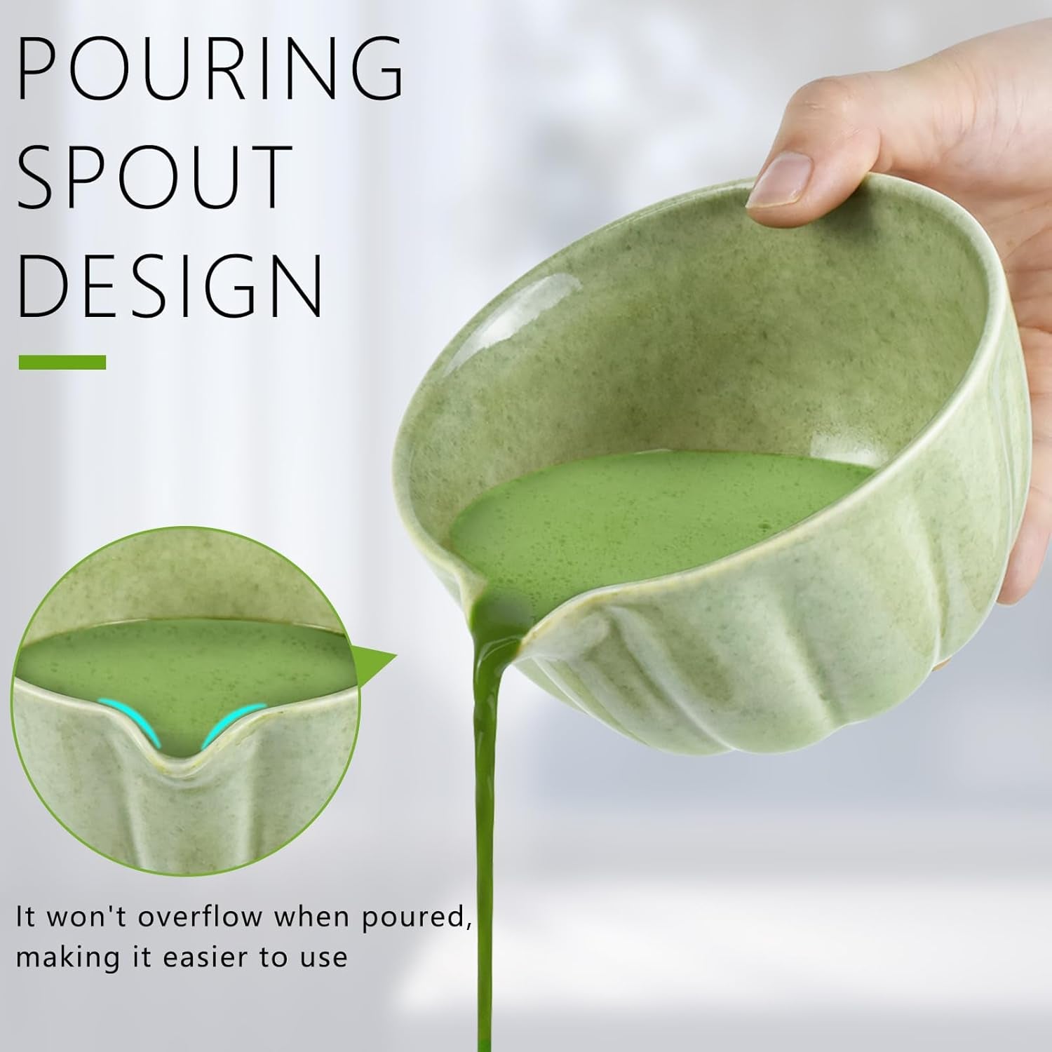 Artcome Japanese Matcha Tea Set, Matcha Bowl with Pouring Spout, Matcha Whisk, T
