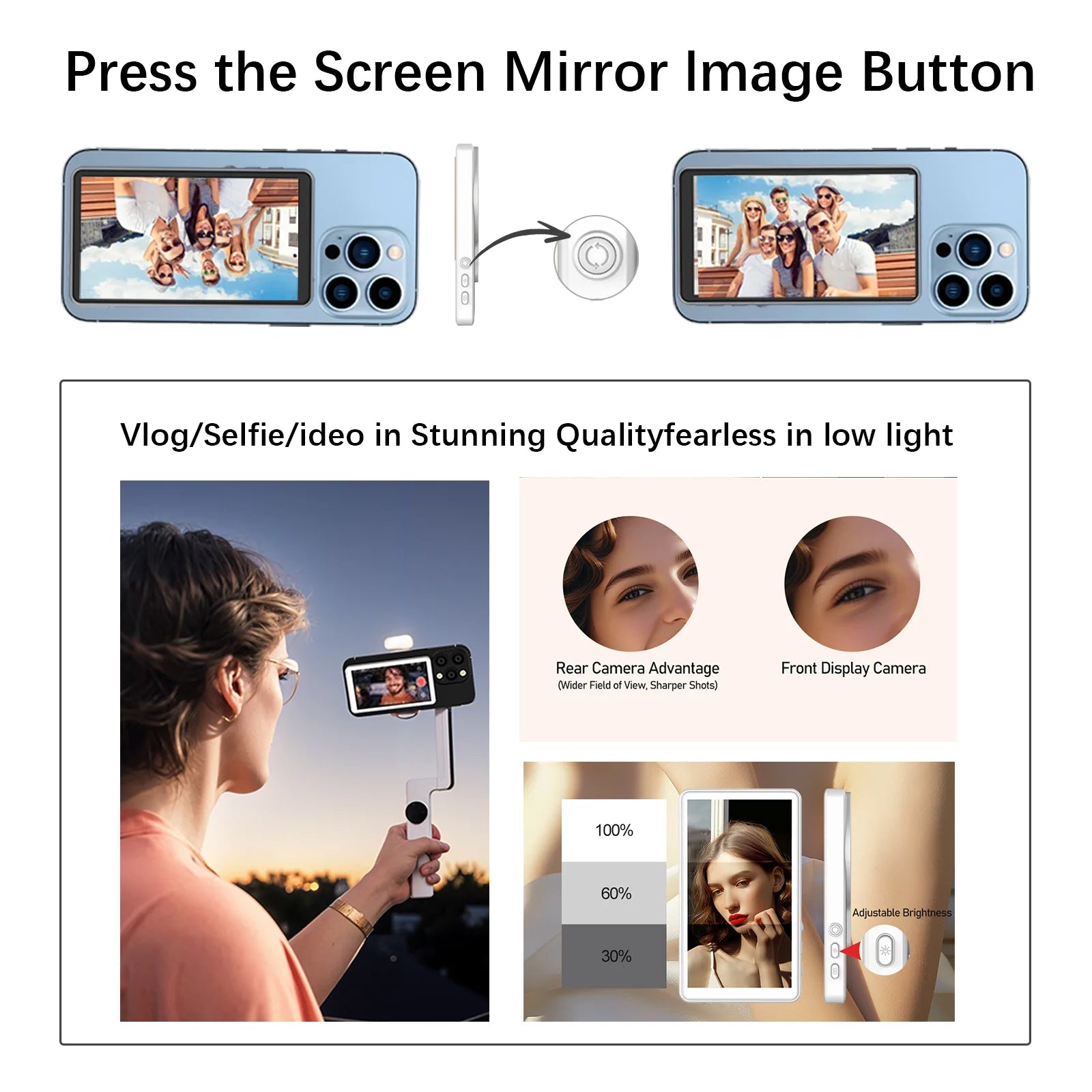 Magnetic Phone Vlog Selfie Monitor Screen