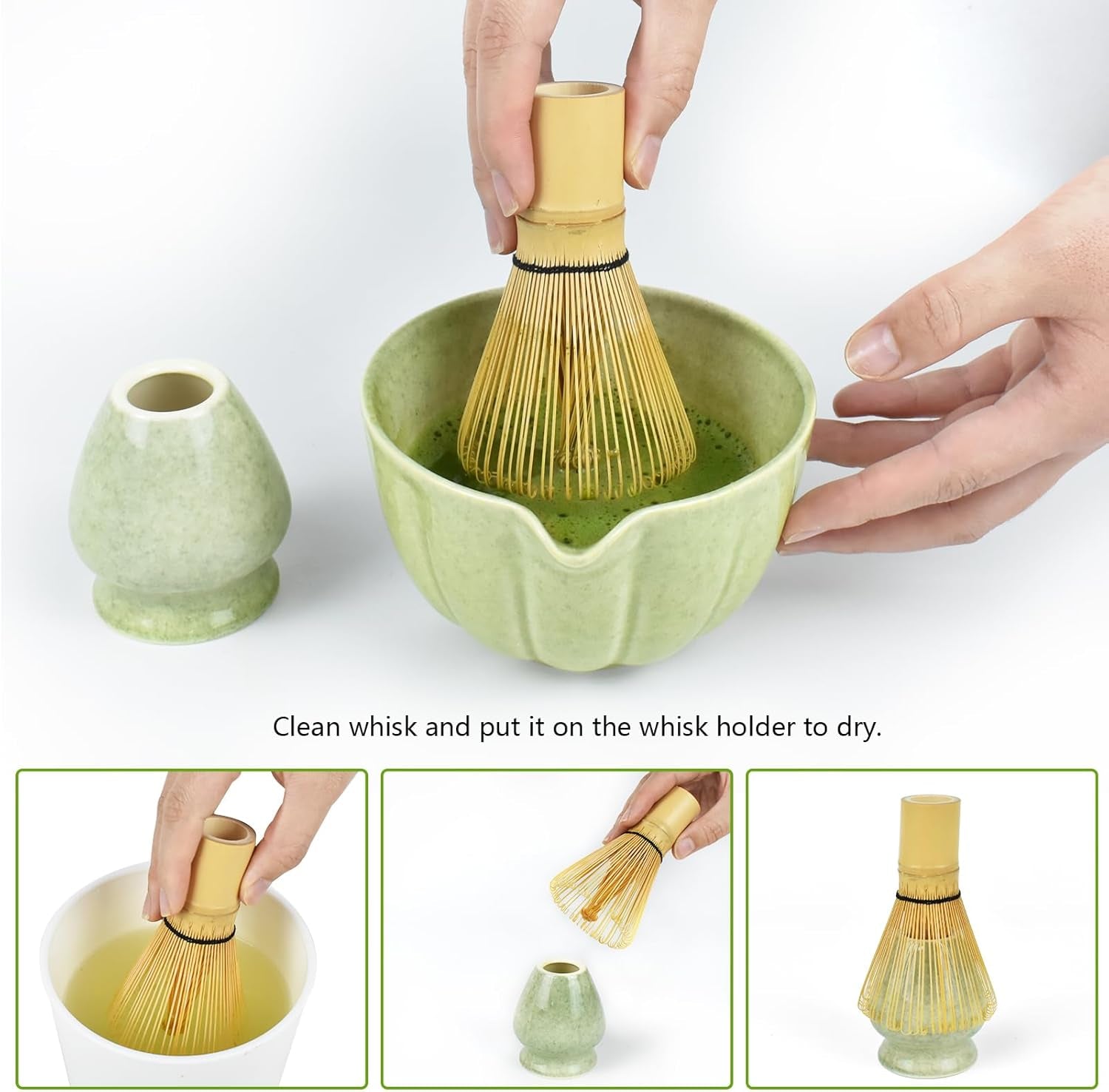 Artcome Japanese Matcha Tea Set, Matcha Bowl with Pouring Spout, Matcha Whisk, T
