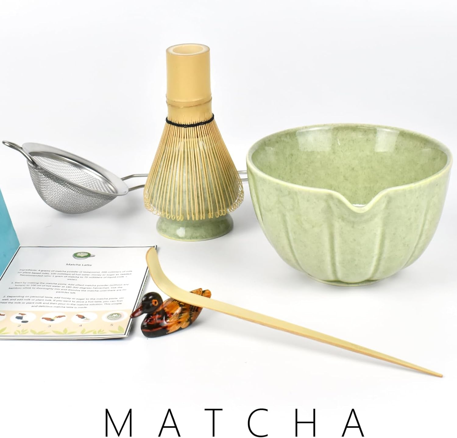 Artcome Japanese Matcha Tea Set, Matcha Bowl with Pouring Spout, Matcha Whisk, T