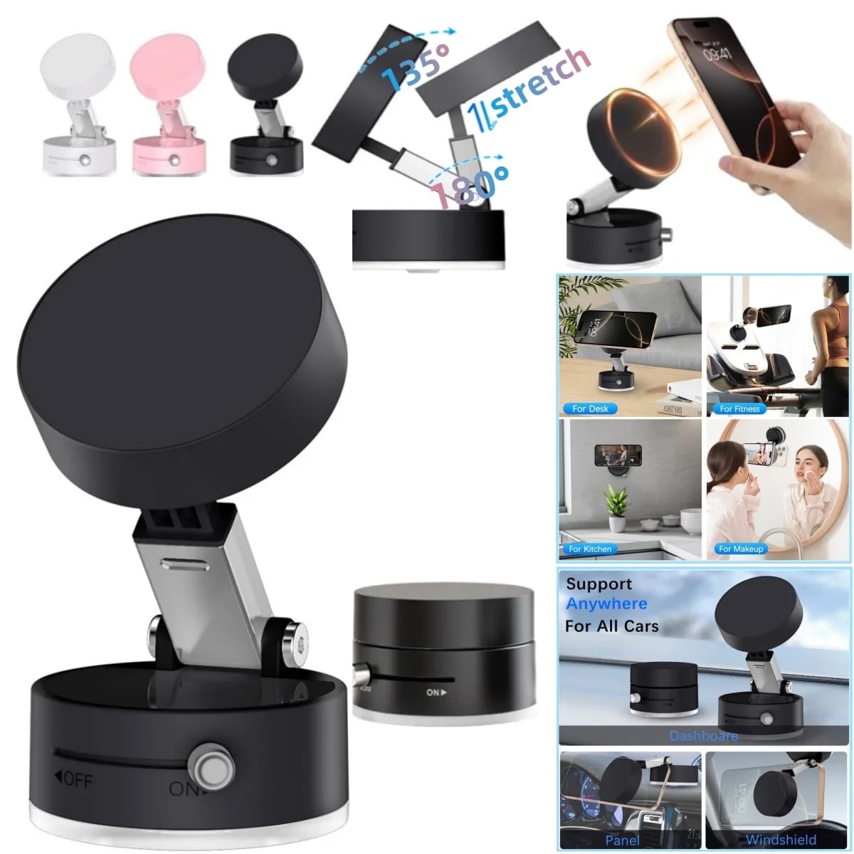Cell Phone Grip & Go The Ultimate Vacuum Magnetic Adsorption Mount