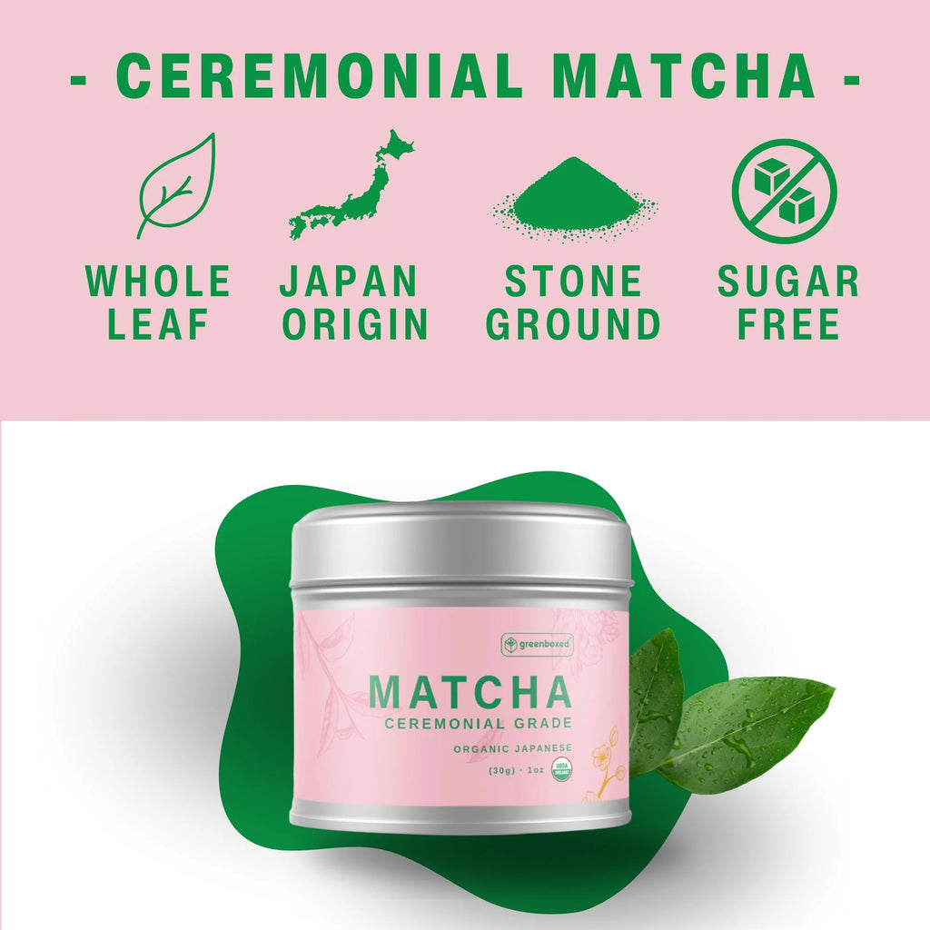 Organic Japanese Ceremonial Matcha Green Tea Powder, 1 Oz, Vegan, Naturally Caffeinated