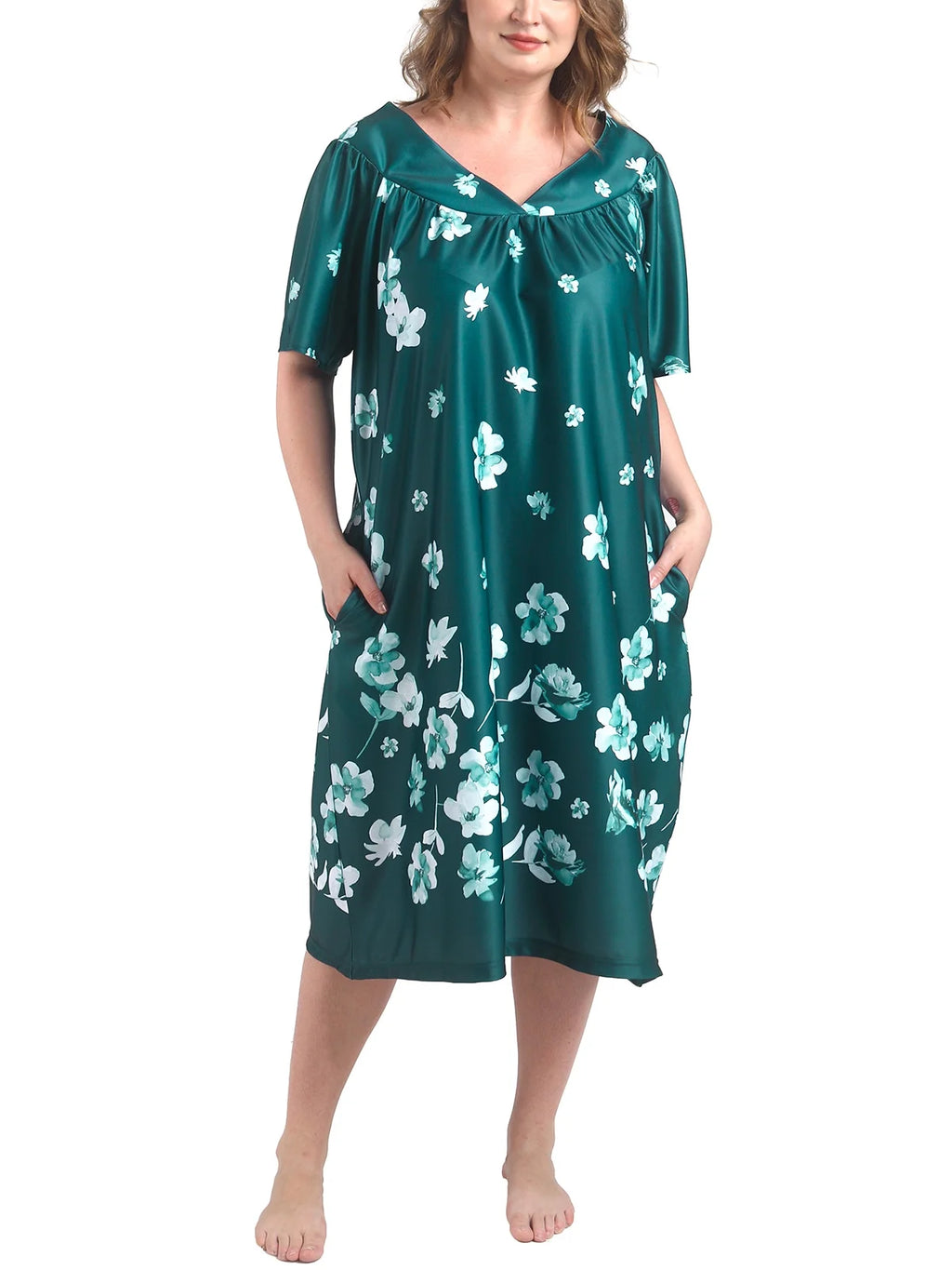 plus Size Nightgowns Womens House Dress with Pockets Short Sleeve Moomoo Nightgown Lounge Dresses for Women 1X-4X