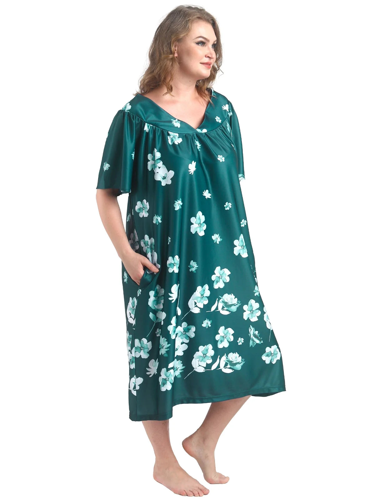 plus Size Nightgowns Womens House Dress with Pockets Short Sleeve Moomoo Nightgown Lounge Dresses for Women 1X-4X