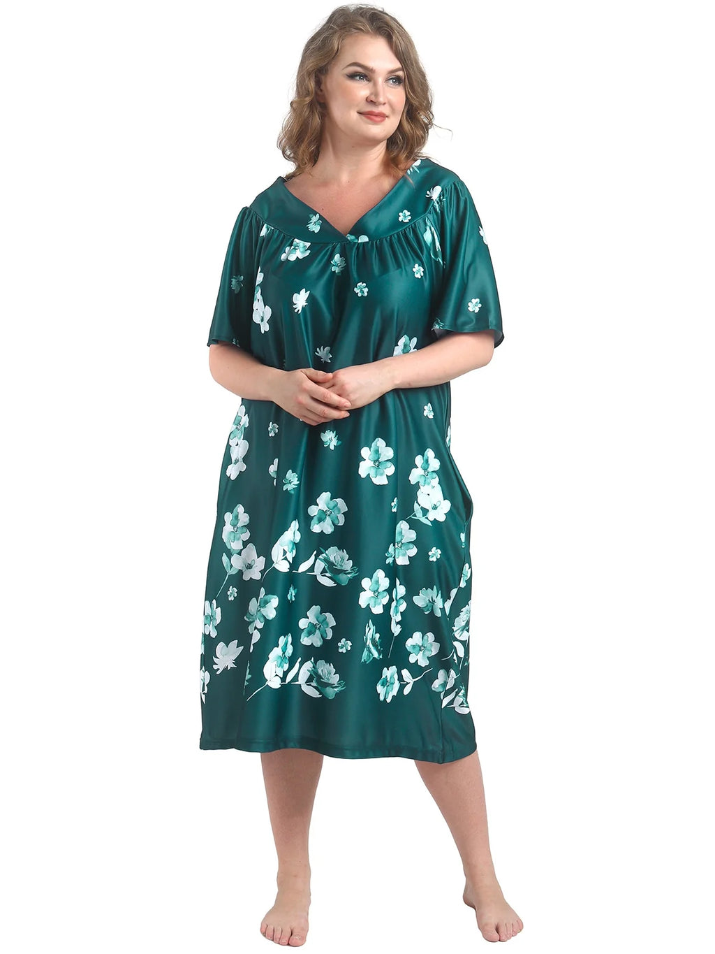 plus Size Nightgowns Womens House Dress with Pockets Short Sleeve Moomoo Nightgown Lounge Dresses for Women 1X-4X