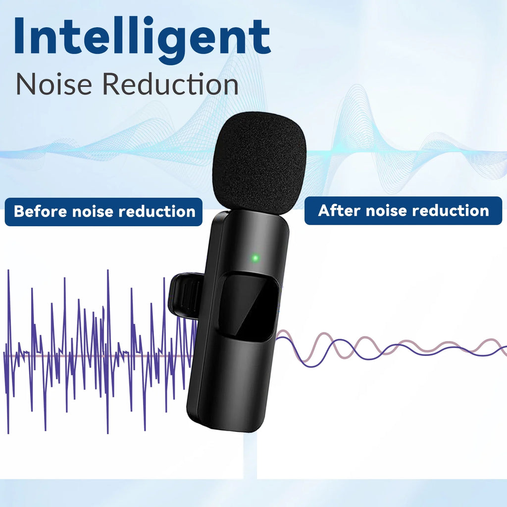 Wireless Lavalier Microphone for Iphone and Android, Lapel Microphone with Noise Reduction, Clip on Mini Mic for Video Recording, Interviews, Vlog