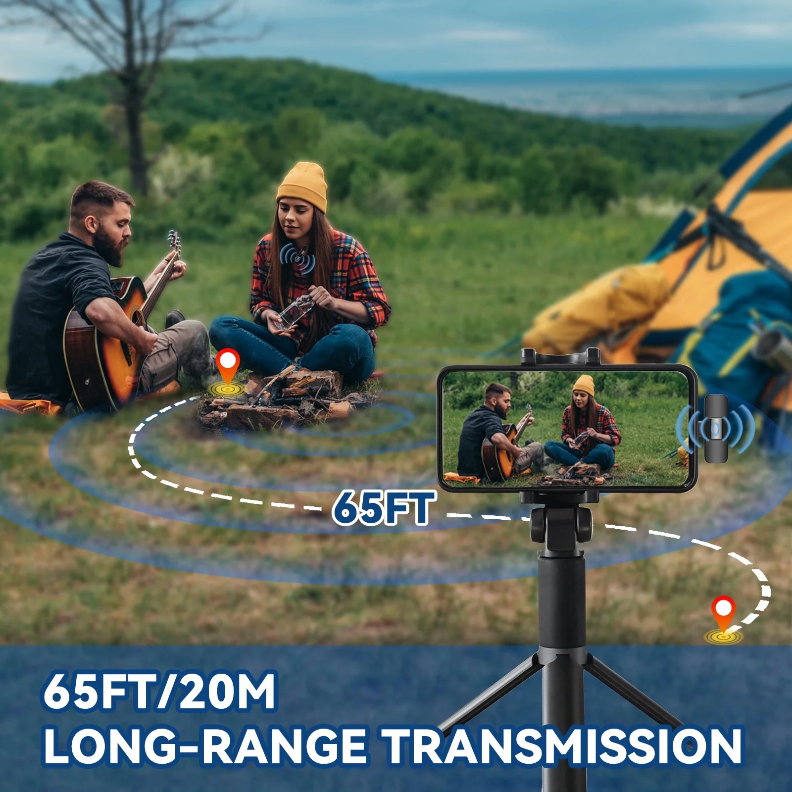 Wireless Lavalier Microphone for Iphone and Android, Lapel Microphone with Noise Reduction, Clip on Mini Mic for Video Recording, Interviews, Vlog